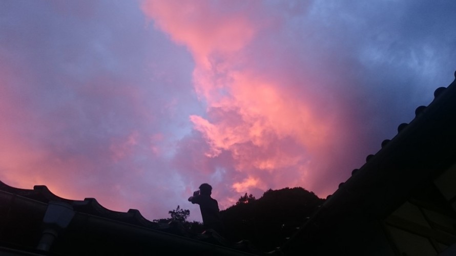 夕空を撮影する我が子 s-DSC_0495